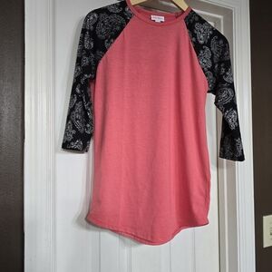 LuLaRoe Pink and Black Long Sleeve Tee